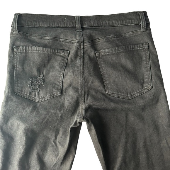 J Brand Capri mid rise size 28 sharkbite raw hem distressed skinny jeans black - Picture 3 of 13